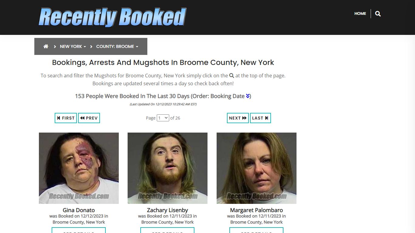 Bookings, Arrests and Mugshots in Broome County, New York - Recently Booked